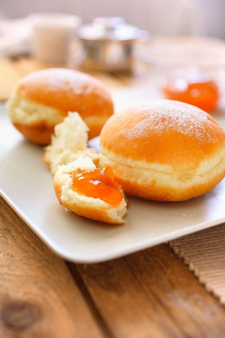 Apricot jam doughnuts
