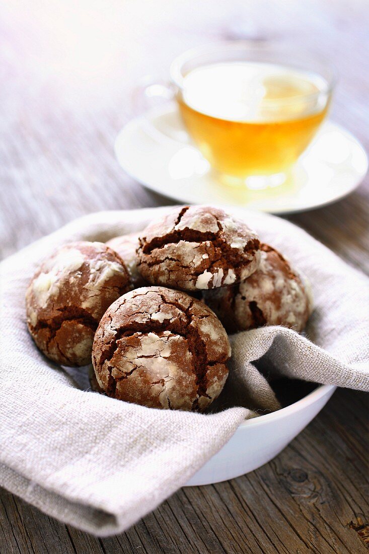 Basket of chocolate cookies