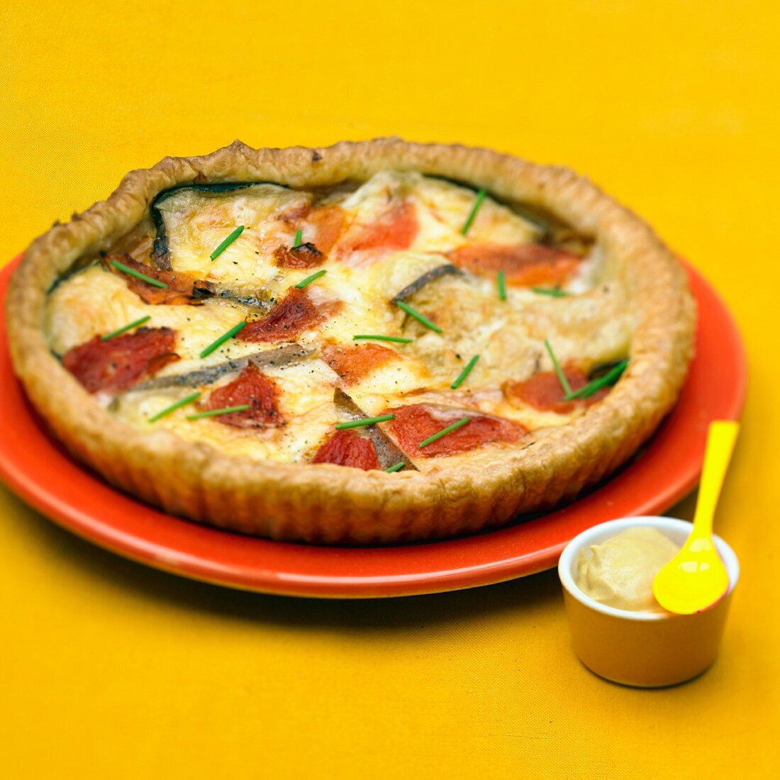 Tomme cheese,tomato and mustard quiche