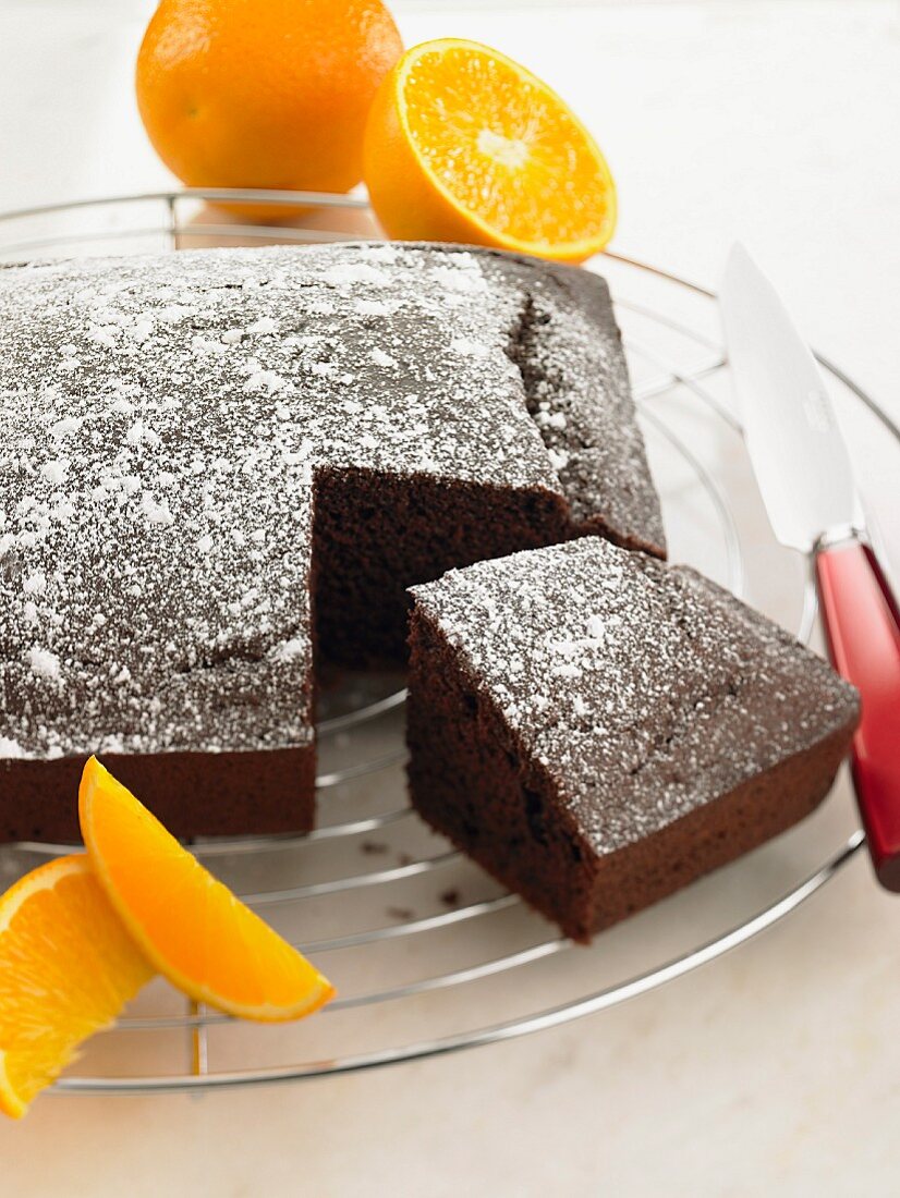 Chocolate cake with oranges