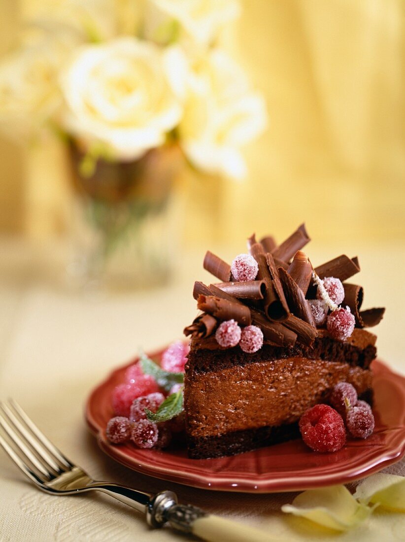 Chocolate cake with red berries