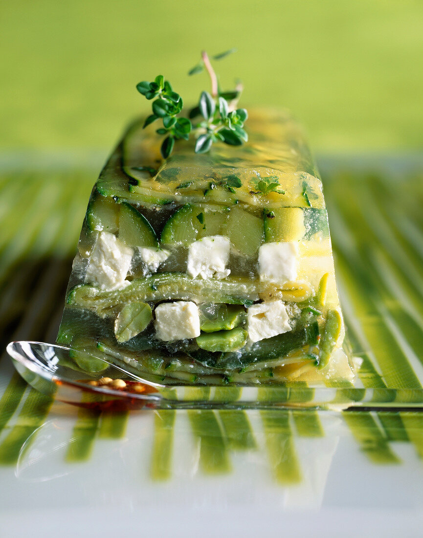 Green vegetable and feta terrine