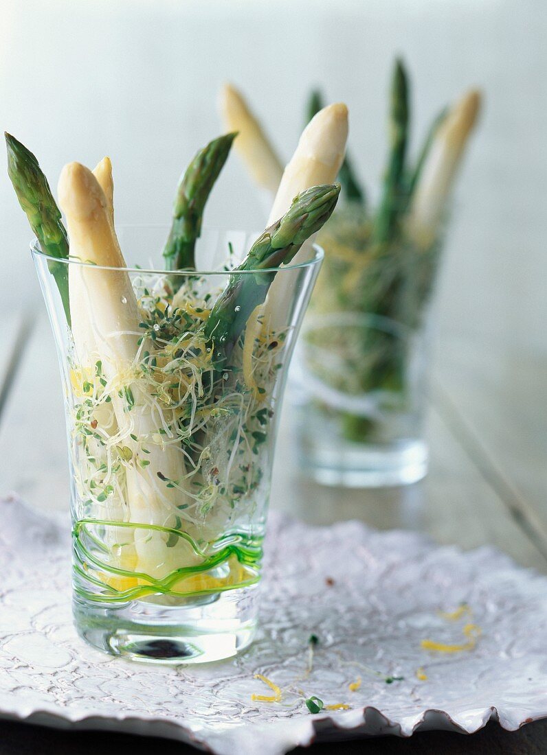Asparagus with alfafa shoots