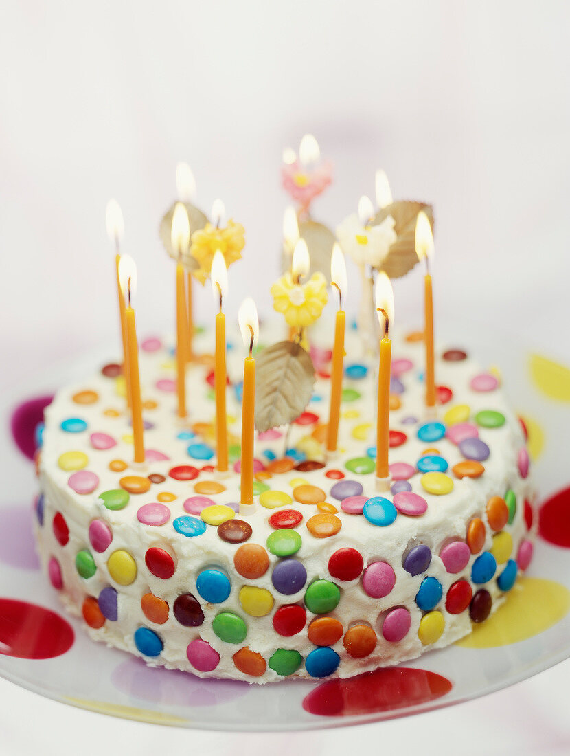 Multicolored birthday cake