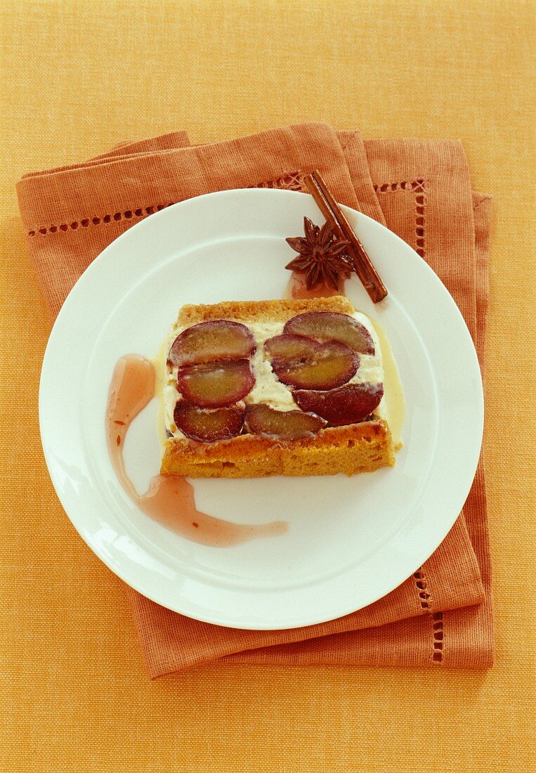 Ice cream terrine with damsons and spices