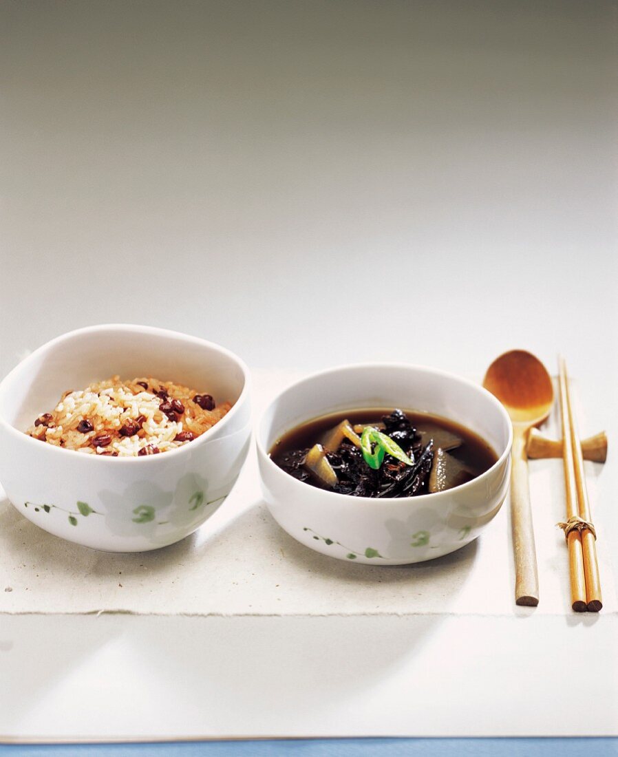 Pilzsuppe mit Rettich und süsser Reis