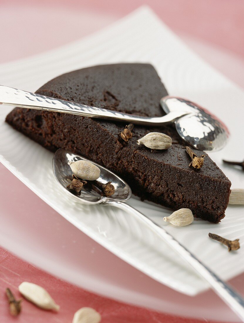 Portion of spicy chocolate cake