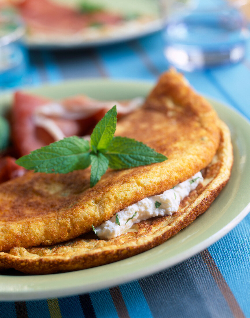 Omelette with fromage frais and herbs