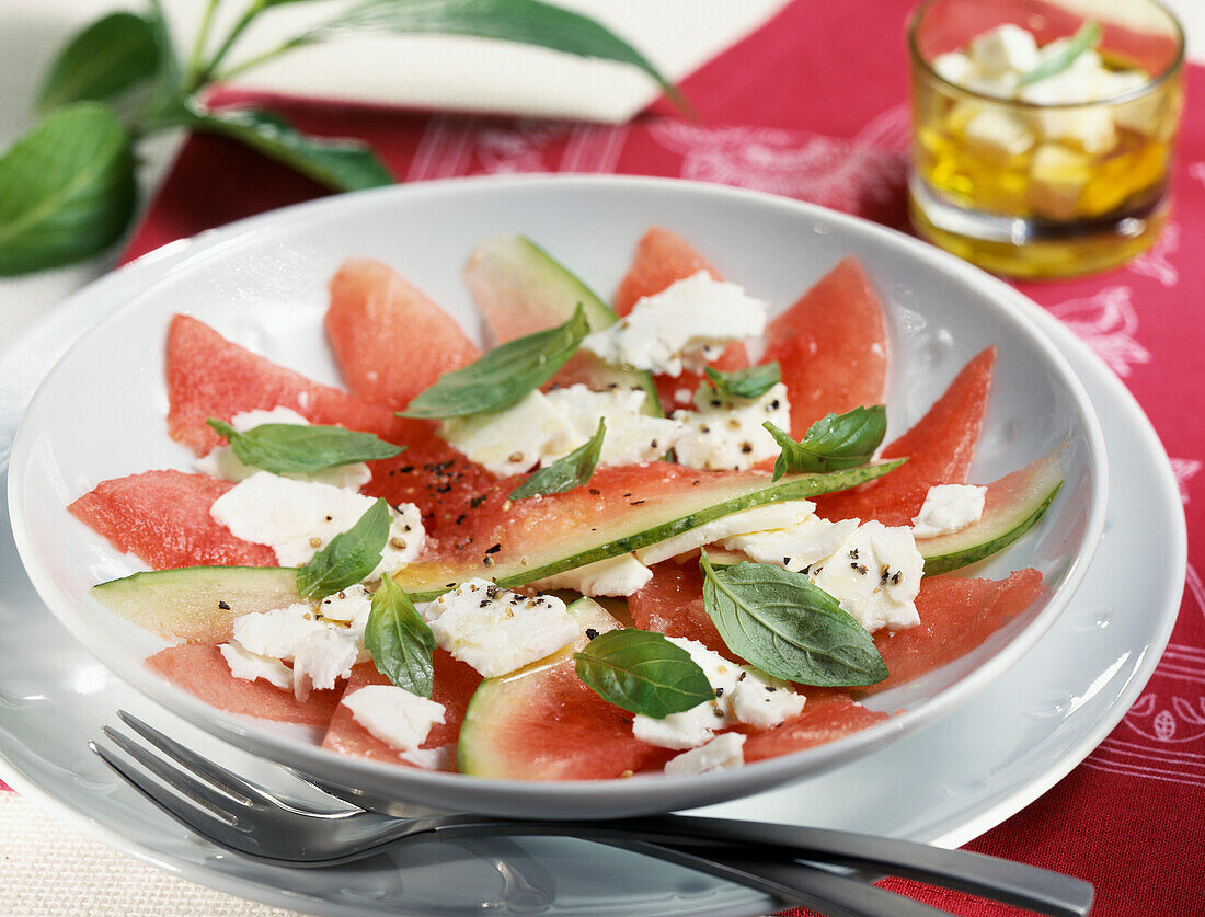 Wassermelonencarpaccio mit Feta