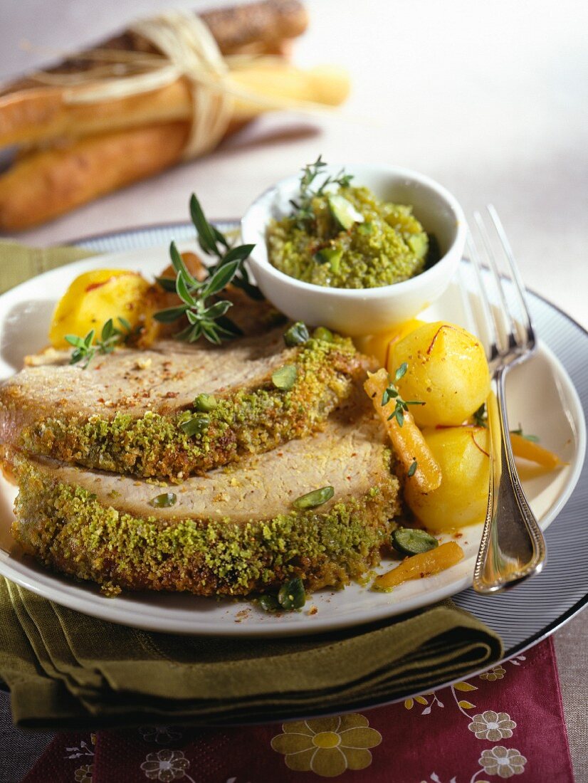 Veal with pistachio butter