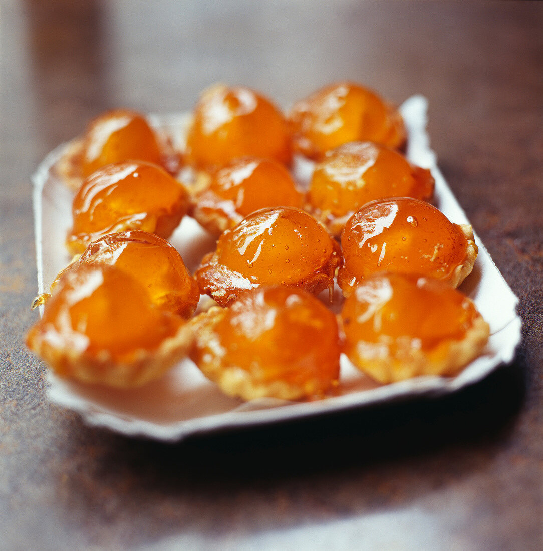 Confit apricot tartlets