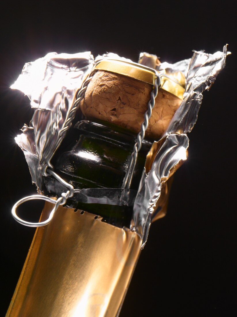 Hals einer Champagnerflasche mit Korken