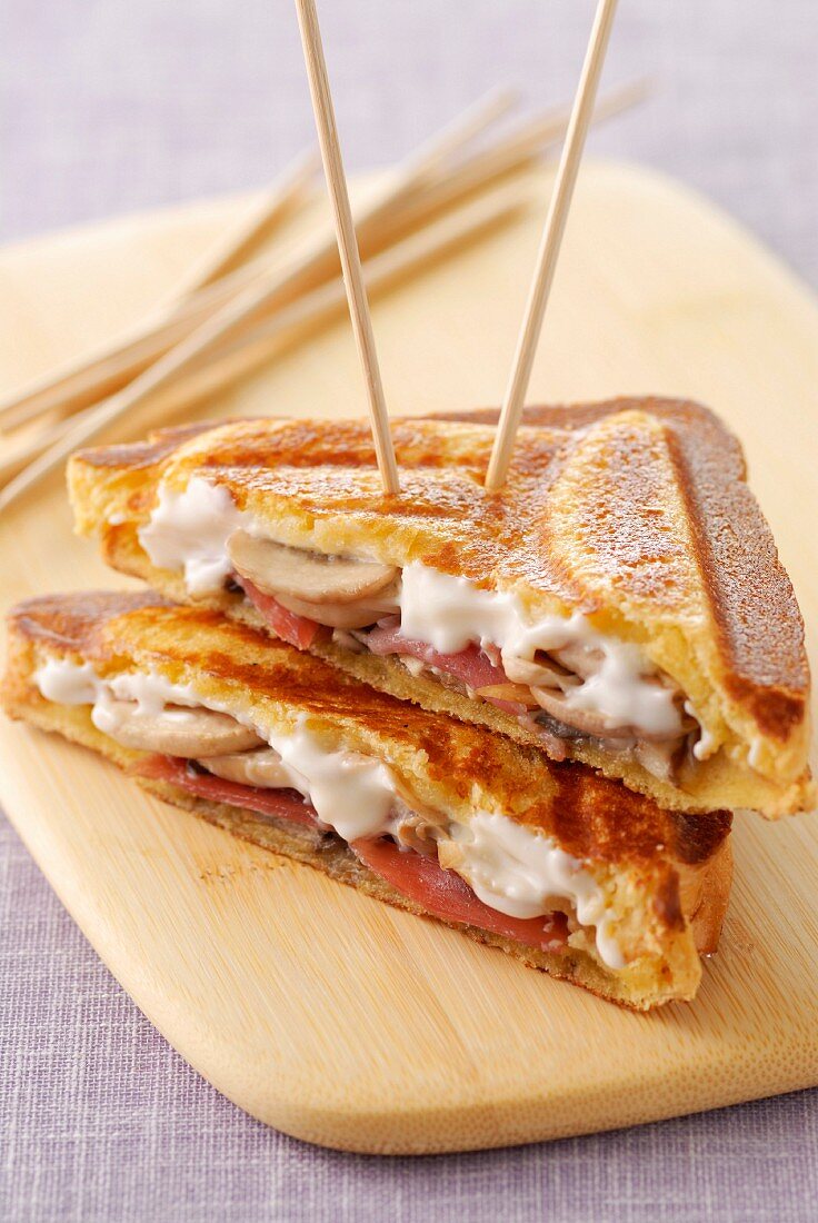 Parma ham,mushroom and mascarpone toasted sandwich