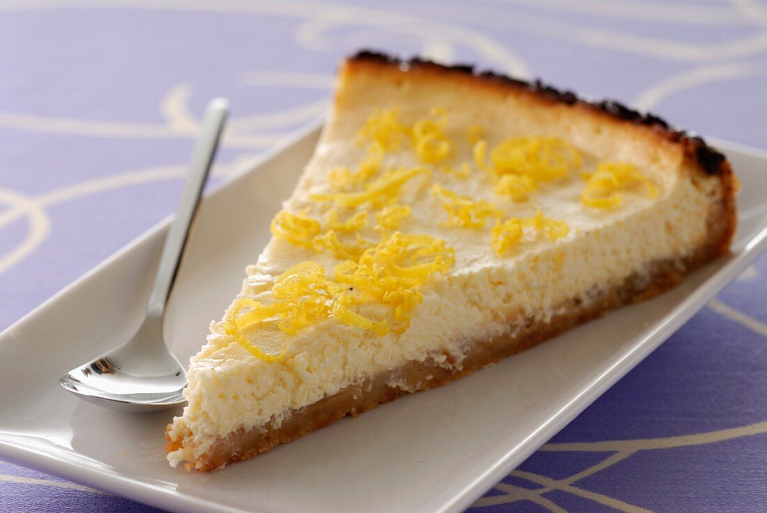 Portion of lemon cheesecake