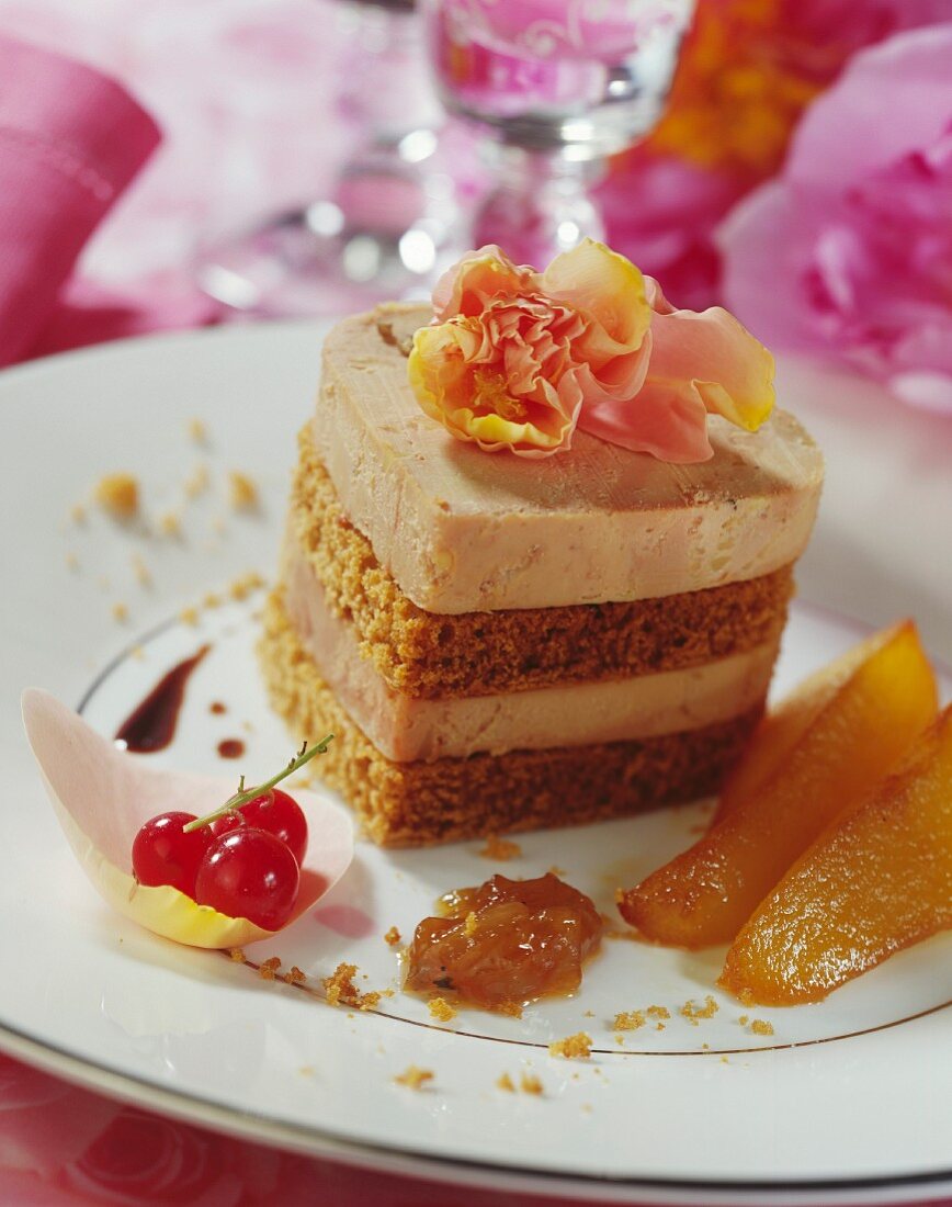 Layered foie gras and gingerbread