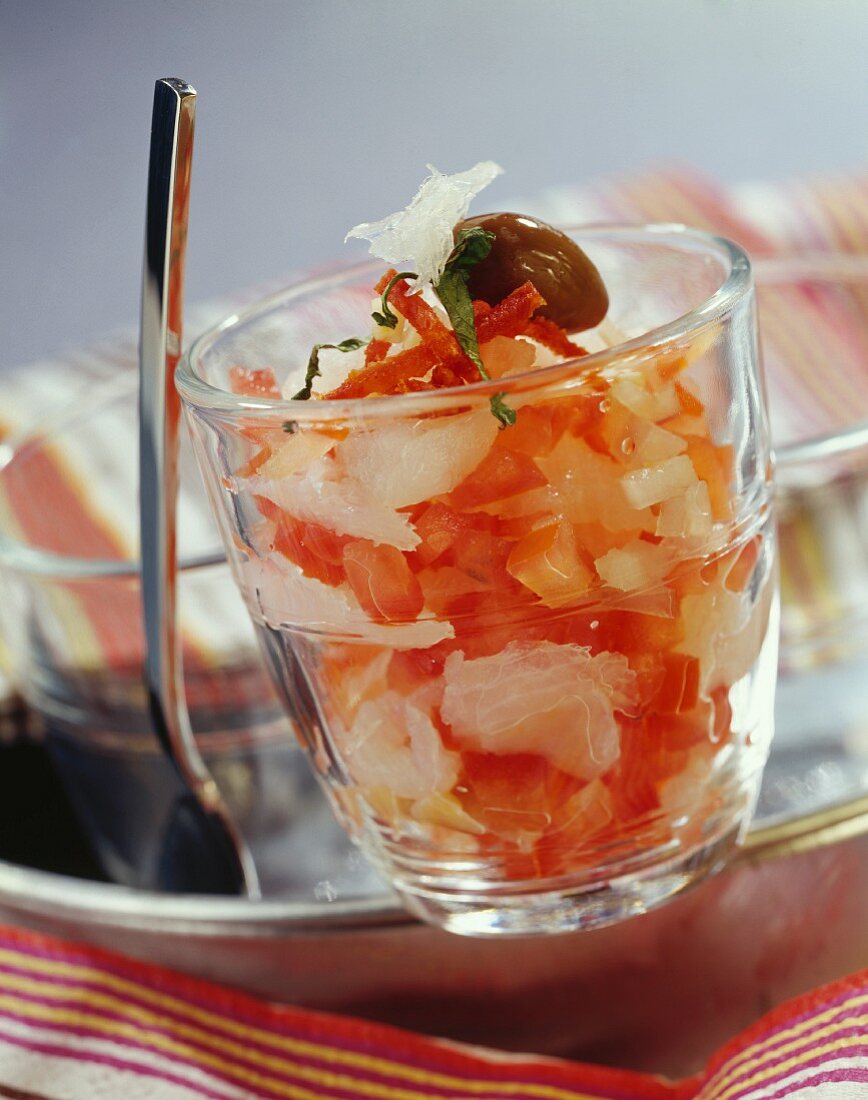 Salt cod and tomato tartare