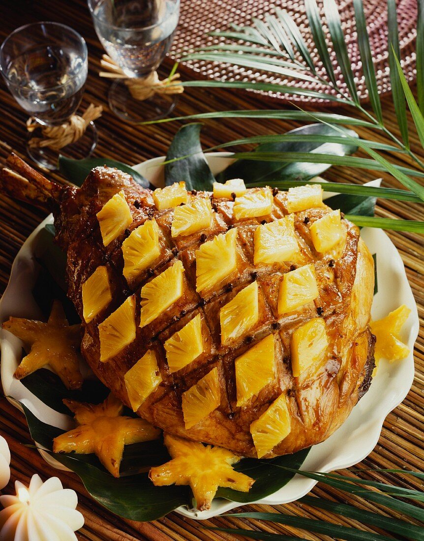 Gammon garnished with pineapple