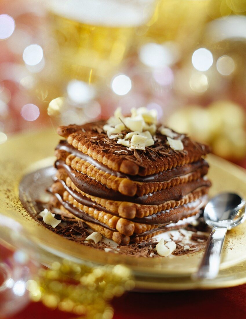 Rich tea biscuit and chocolate Mille-feuille