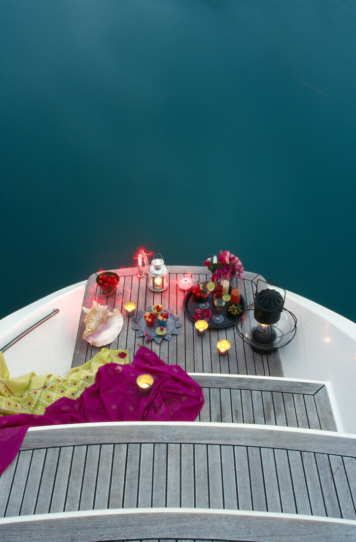 Party cocktails on the rear of the yacht