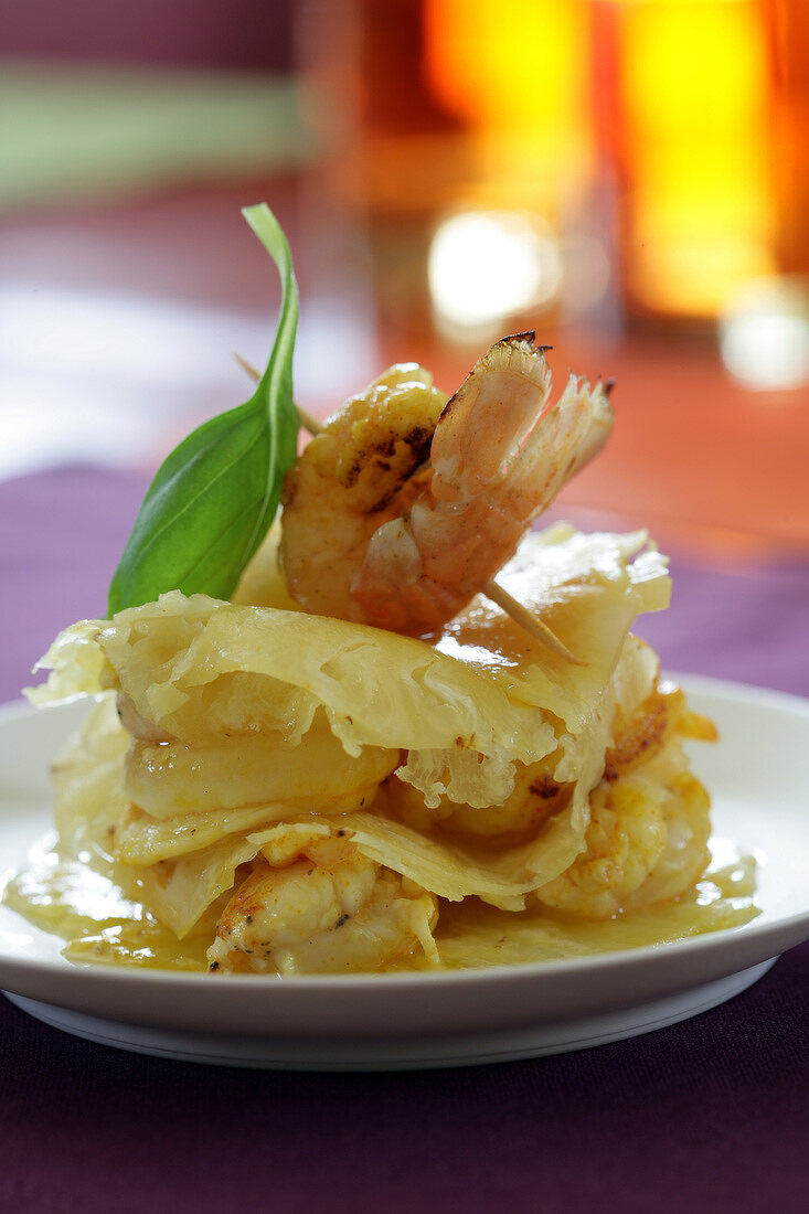 Pineapple and shrimp Mille-feuille