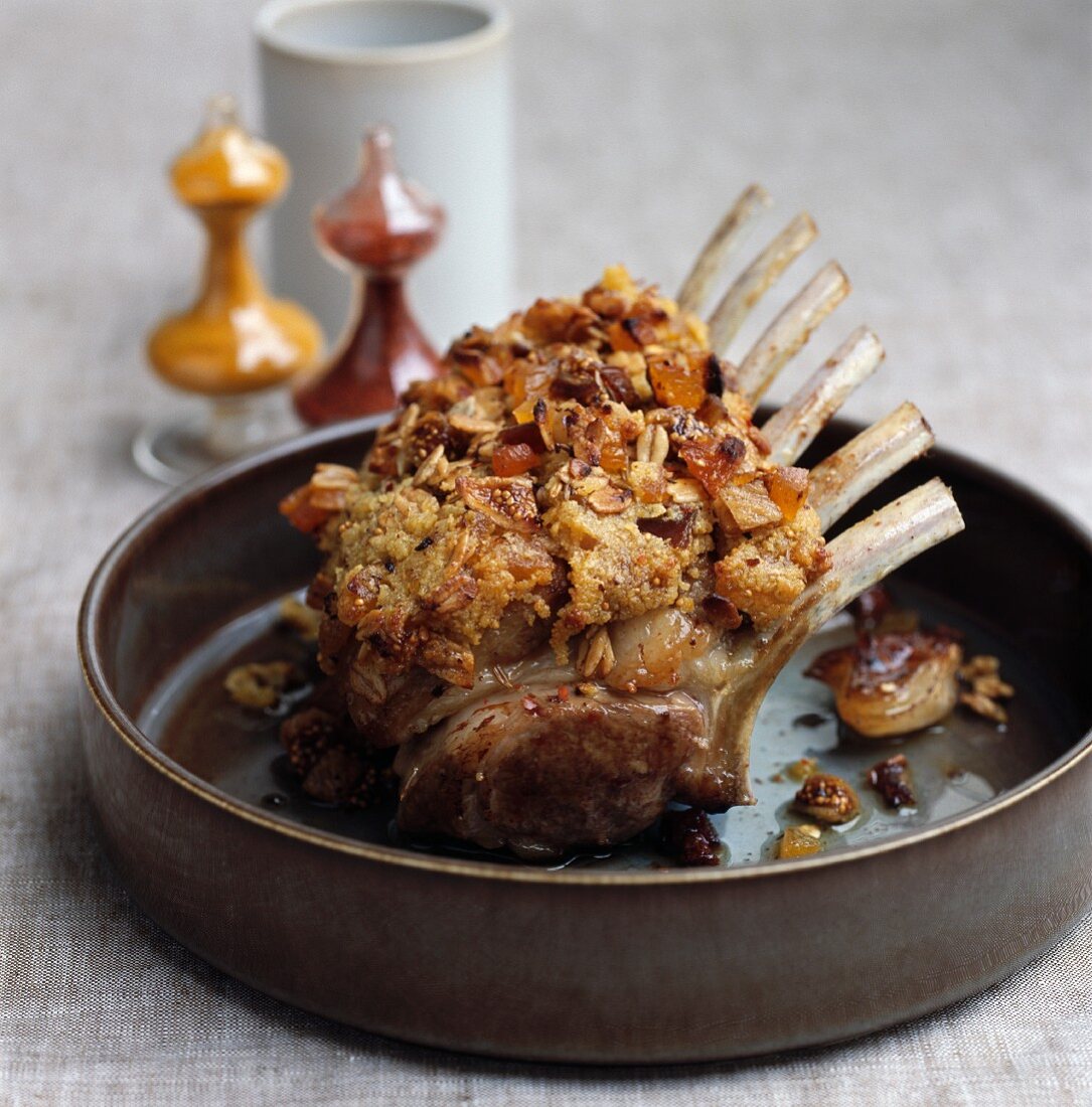 Rack of lamb with a dried fruit crust