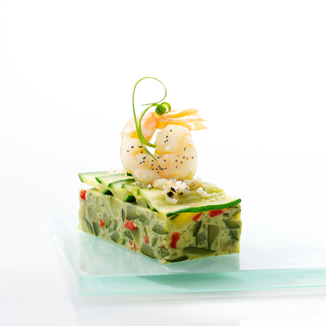Gambas and vegetable Mille-feuille
