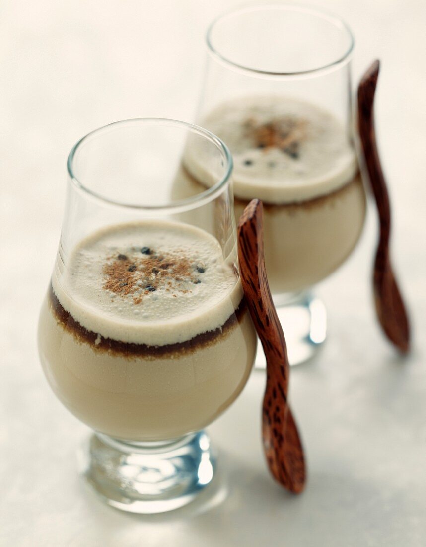 Coffee and Cognac creamy cocktail with cardamom and cinnamon