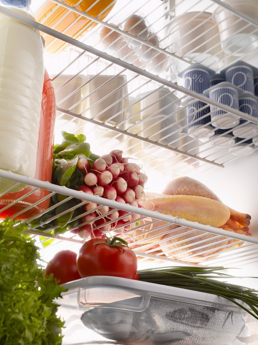 Fresh food products in the refrigerator