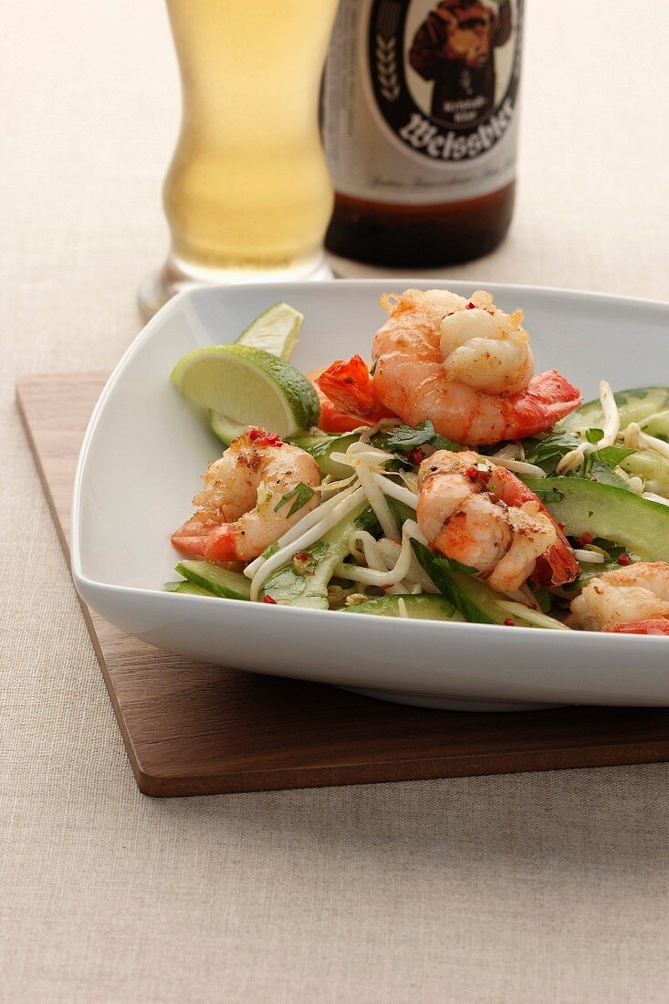 Gambas and lime salad