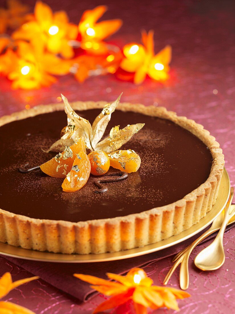 chocolate and physalis tart