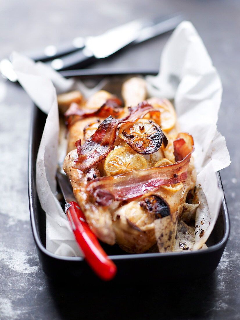 Chicken with bacon and lemon