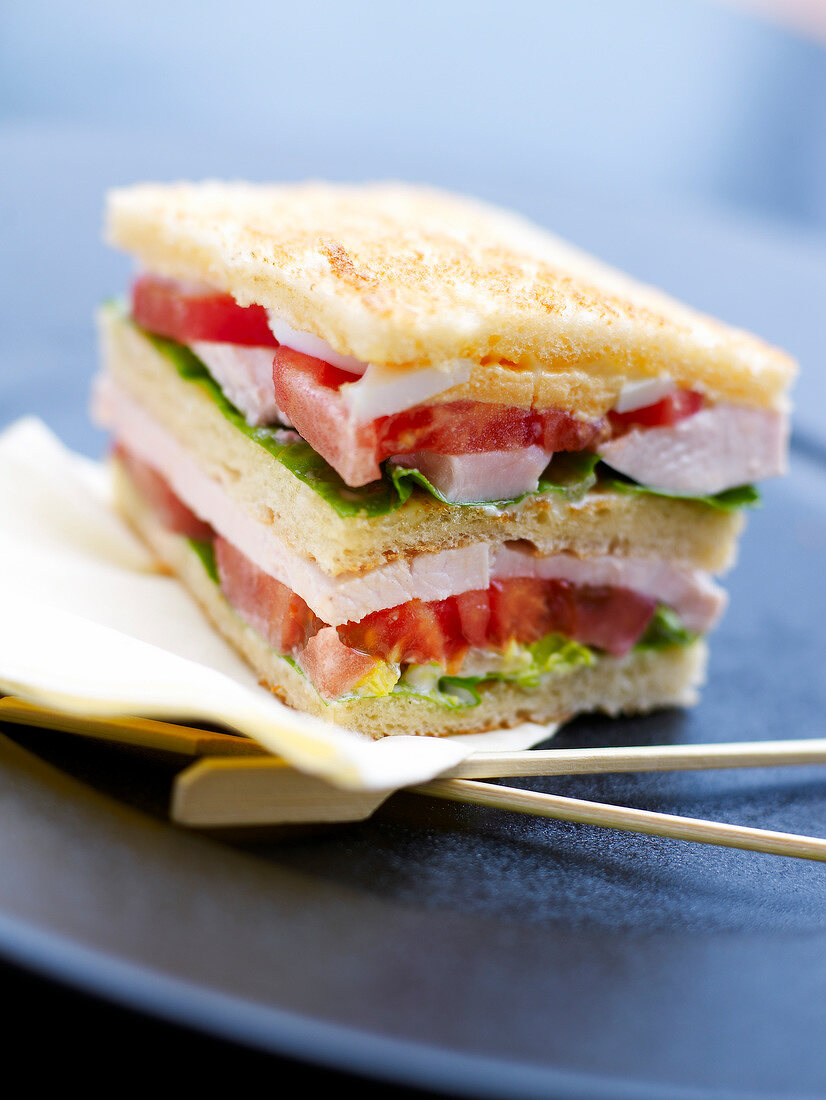 Ham ,tomato and lettuce sandwich