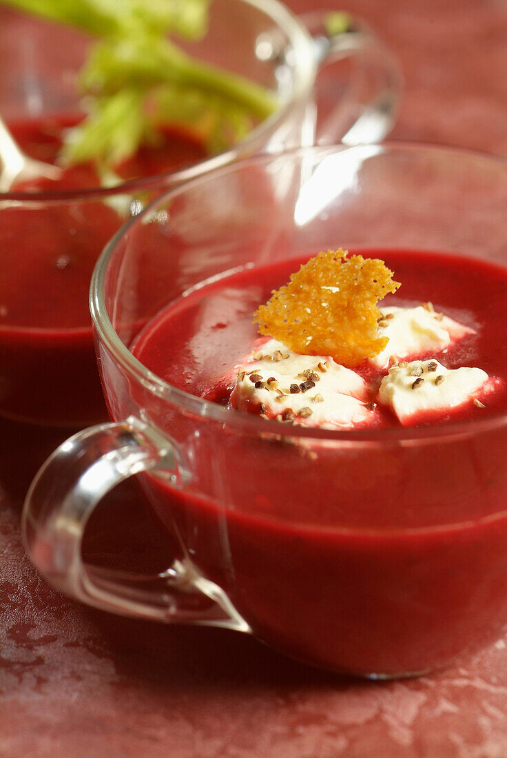 Crimson beetroot soup