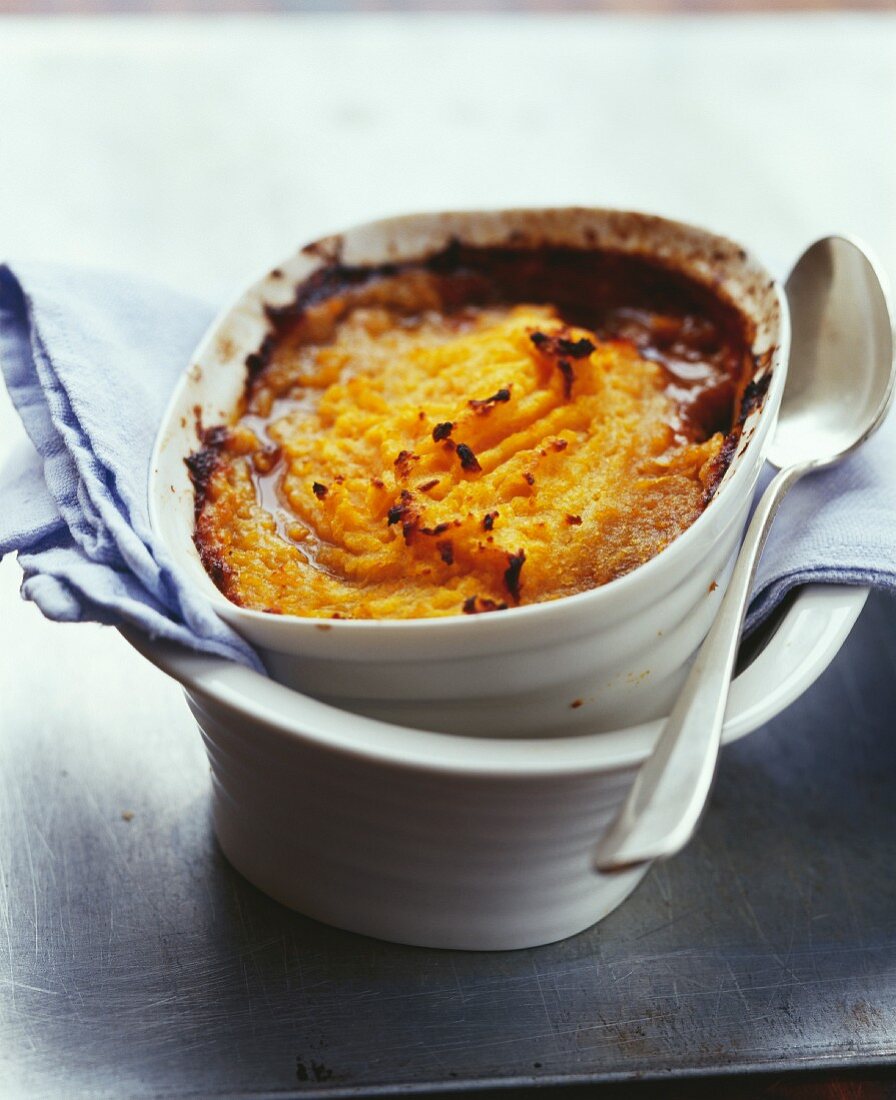 Mashed potatoes on boeuf bourguignon