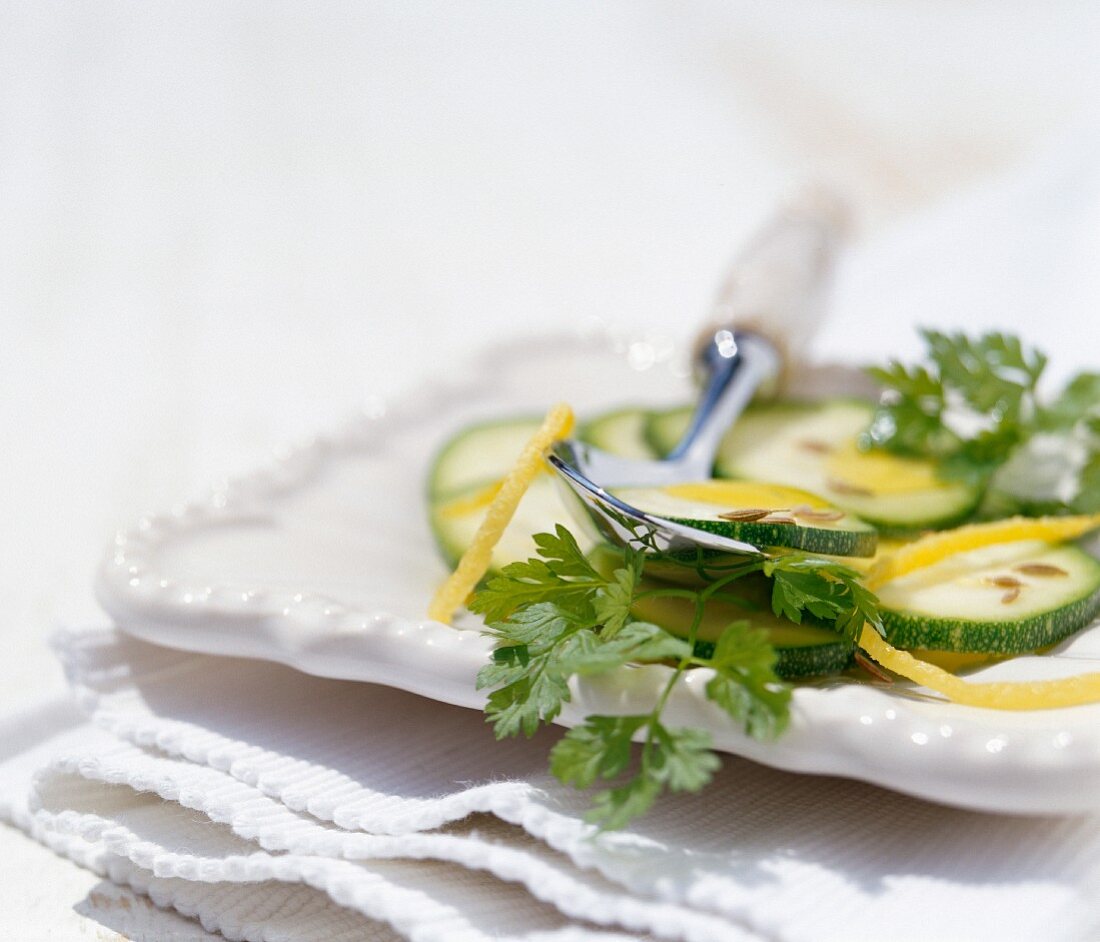 Warm courgette salad with caraway