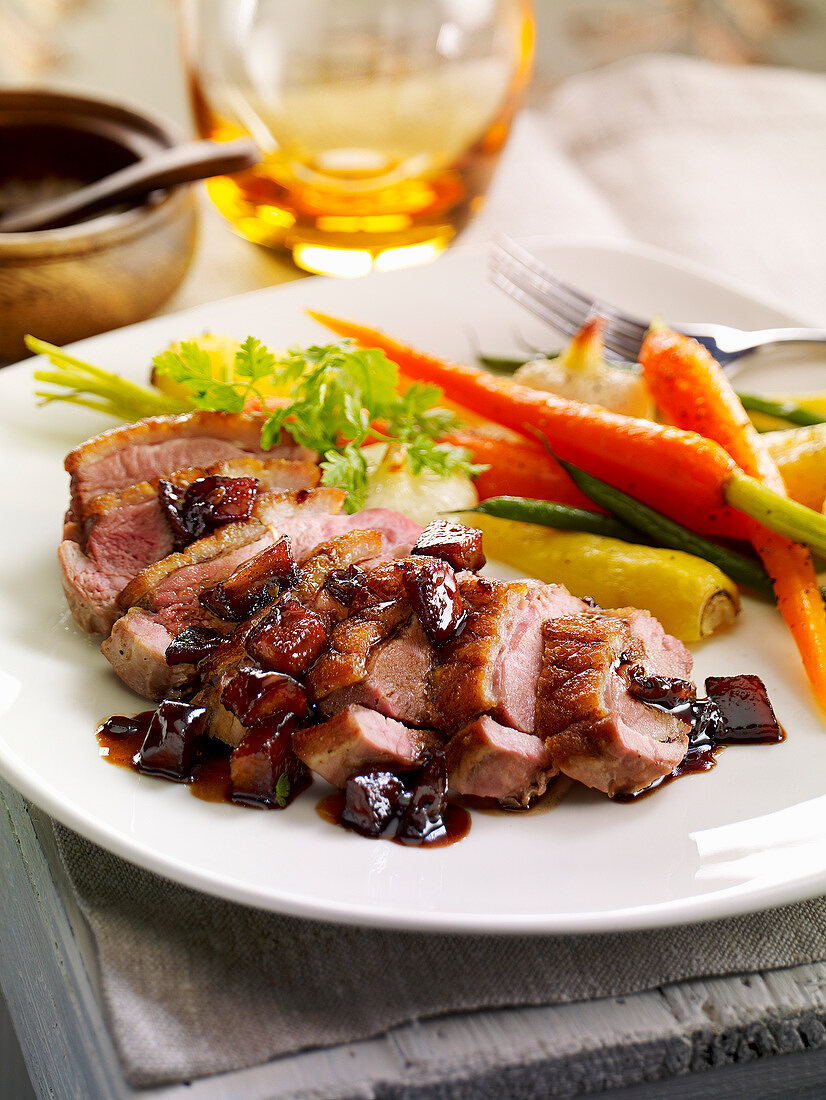 Duck Magret with old-fashioned vegetables