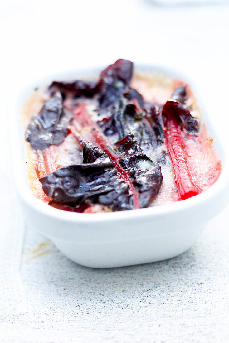 Red swiss chard flan