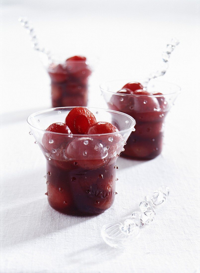 Cherry soup with sweet spices and balsamic vinegar