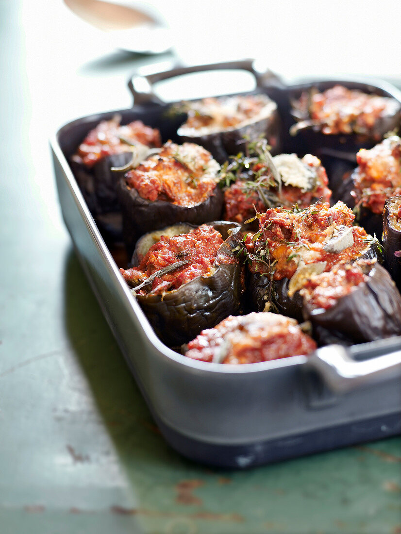 Eggplants stuffed with tomatoes