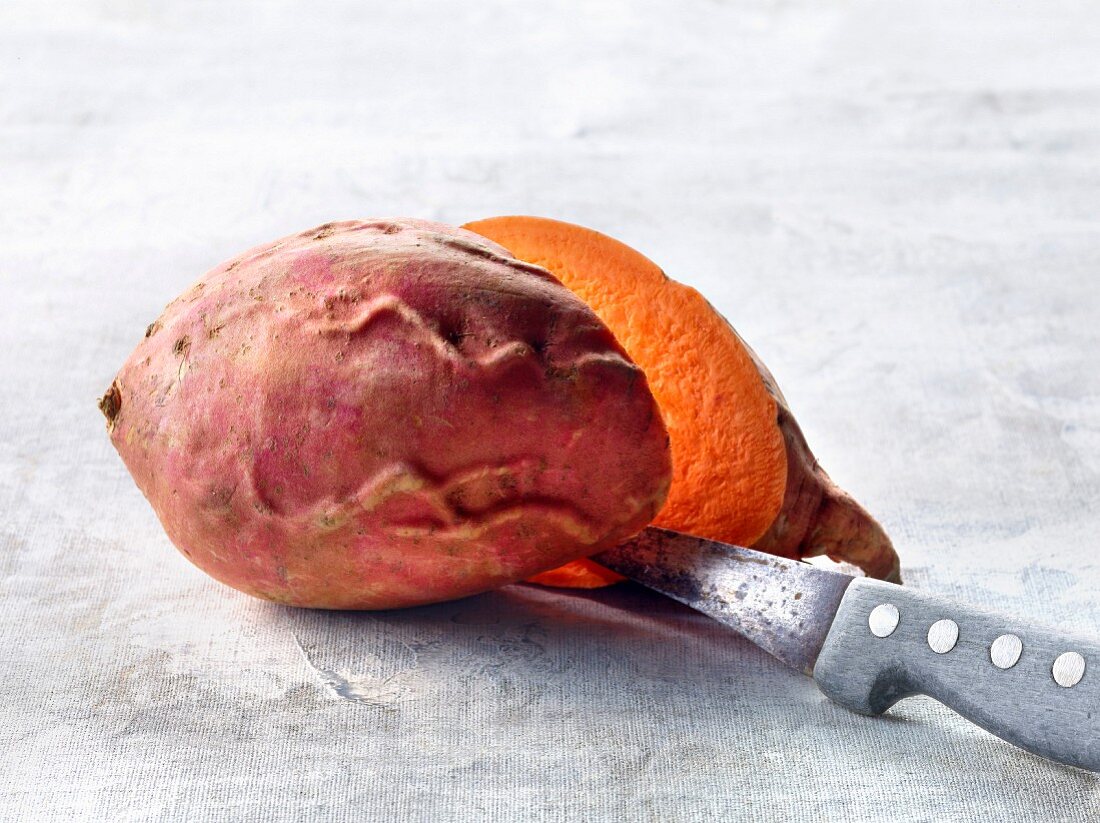 Sweet potato cut in half