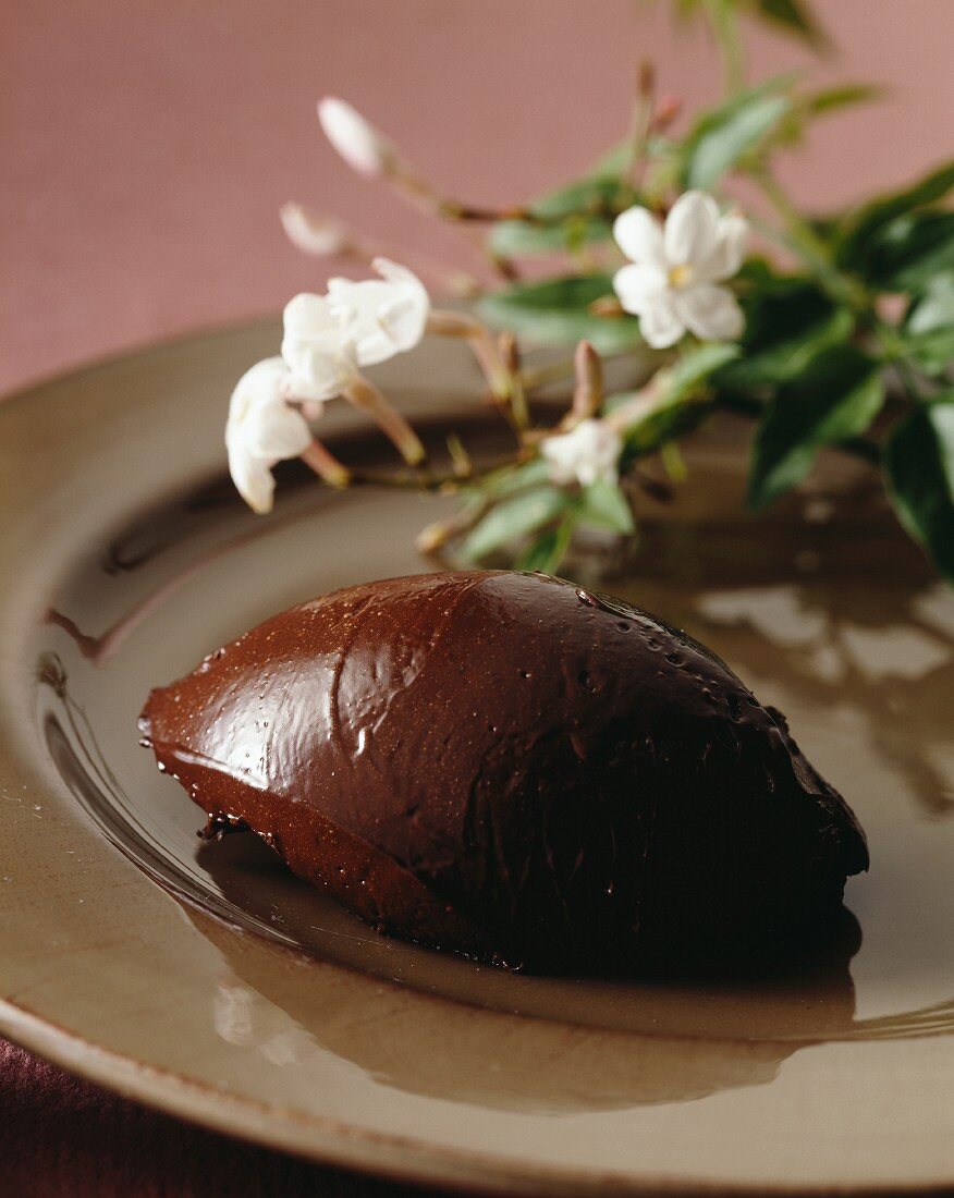 A chocolate dumpling with Jasmine