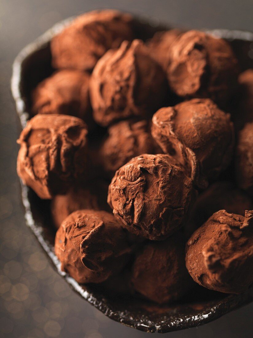 Bowl of chocolate truffles