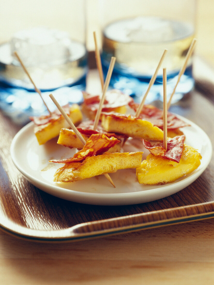 Omelette with chorizo appetizers