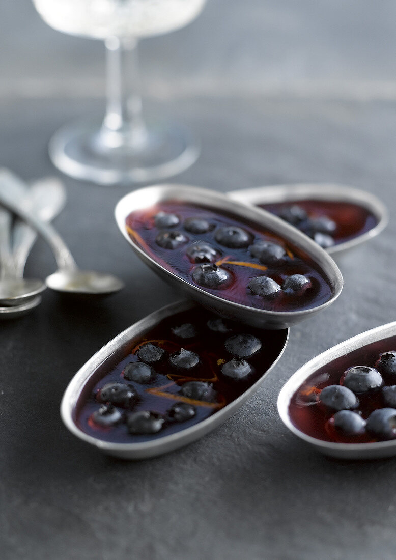 Bilberries in jelly with orange zests