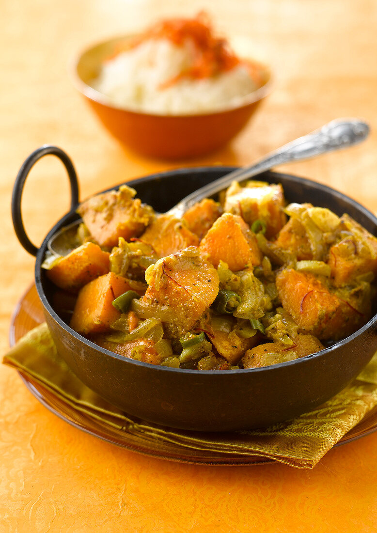 Pumpkin curry with grated coconut