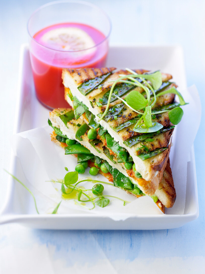 Spring vegetable toasted sandwich