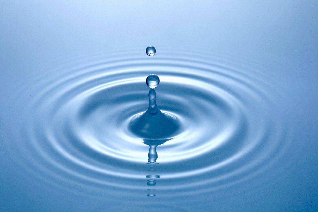 A drop of water falling in water