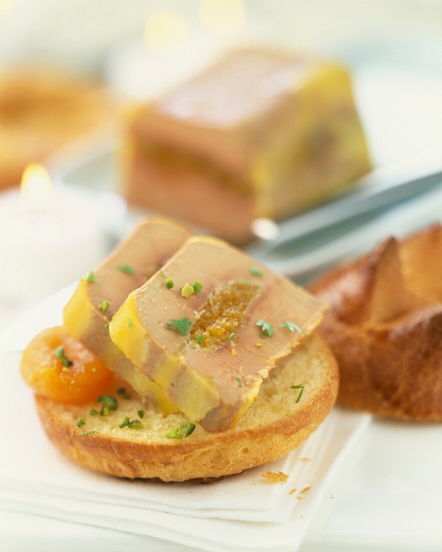 Lump of foie gras with apricots