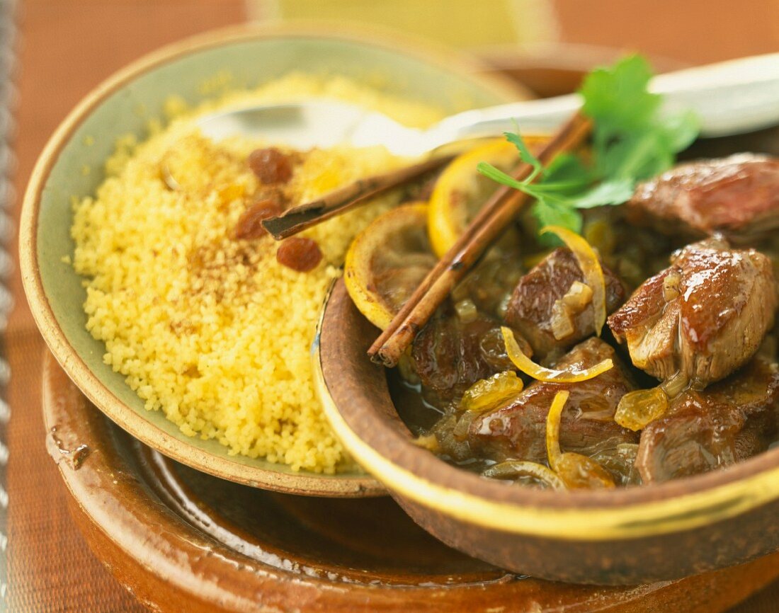 Lamb Tajine with semolina and raisins