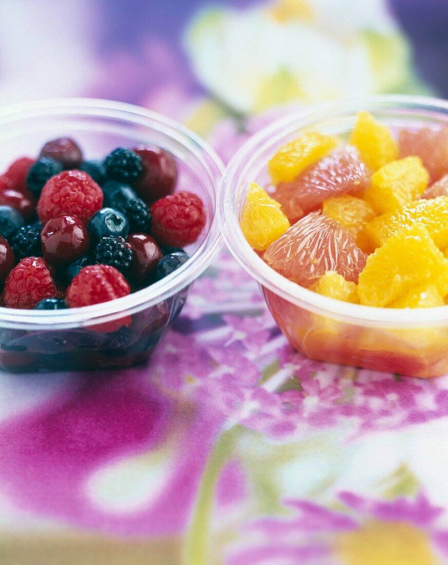 Summer fruit salad and citrus fruit salad